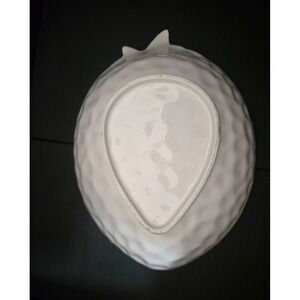 Unmarked White Ceramic Oval Bowl Glossy Finish Textured Turtle-Shaped Dish